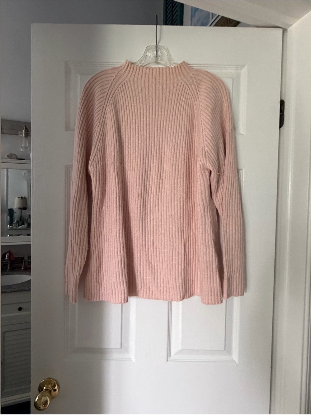 Silk Lore by Beth Terrell Women’s Large Pink Silk Angora Blend Ribbed Sweater